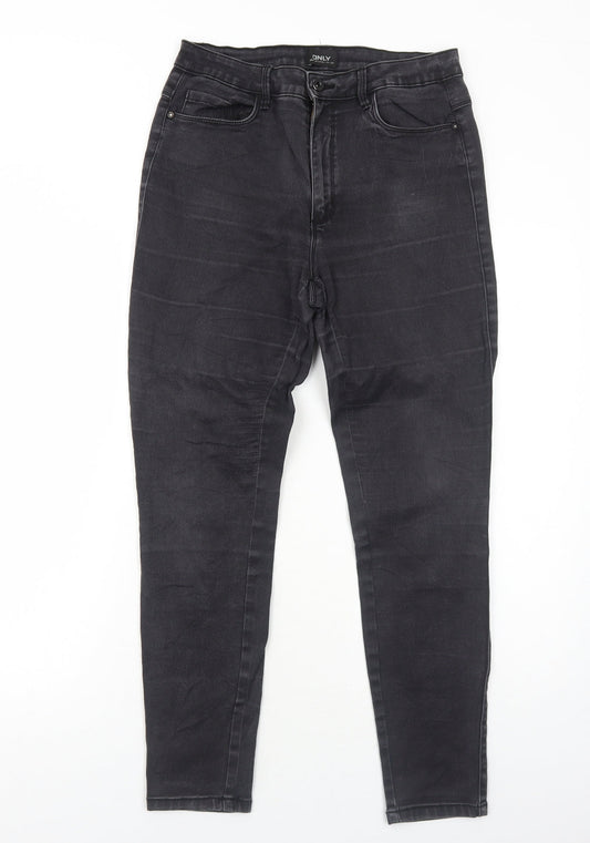 Only Womens Black Cotton Skinny Jeans Size L Regular Zip