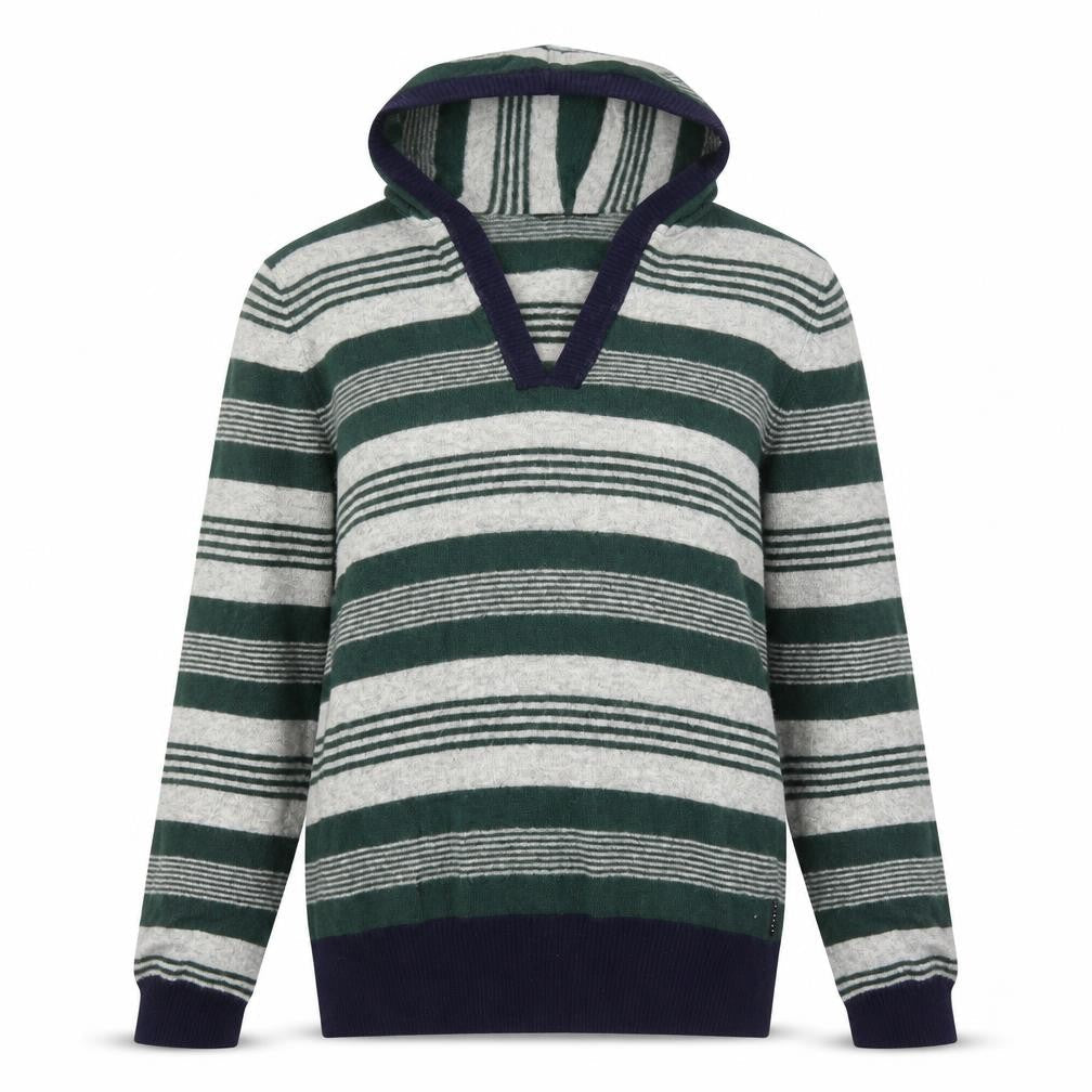 Sisley Womens Green Striped Polyamide Pullover Hoodie Size M Pullover