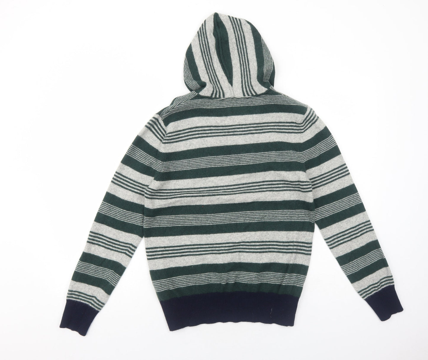 Sisley Womens Green Striped Polyamide Pullover Hoodie Size M Pullover
