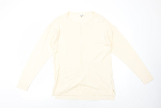 PEP&CO Womens Ivory Round Neck Acrylic Pullover Jumper Size 14