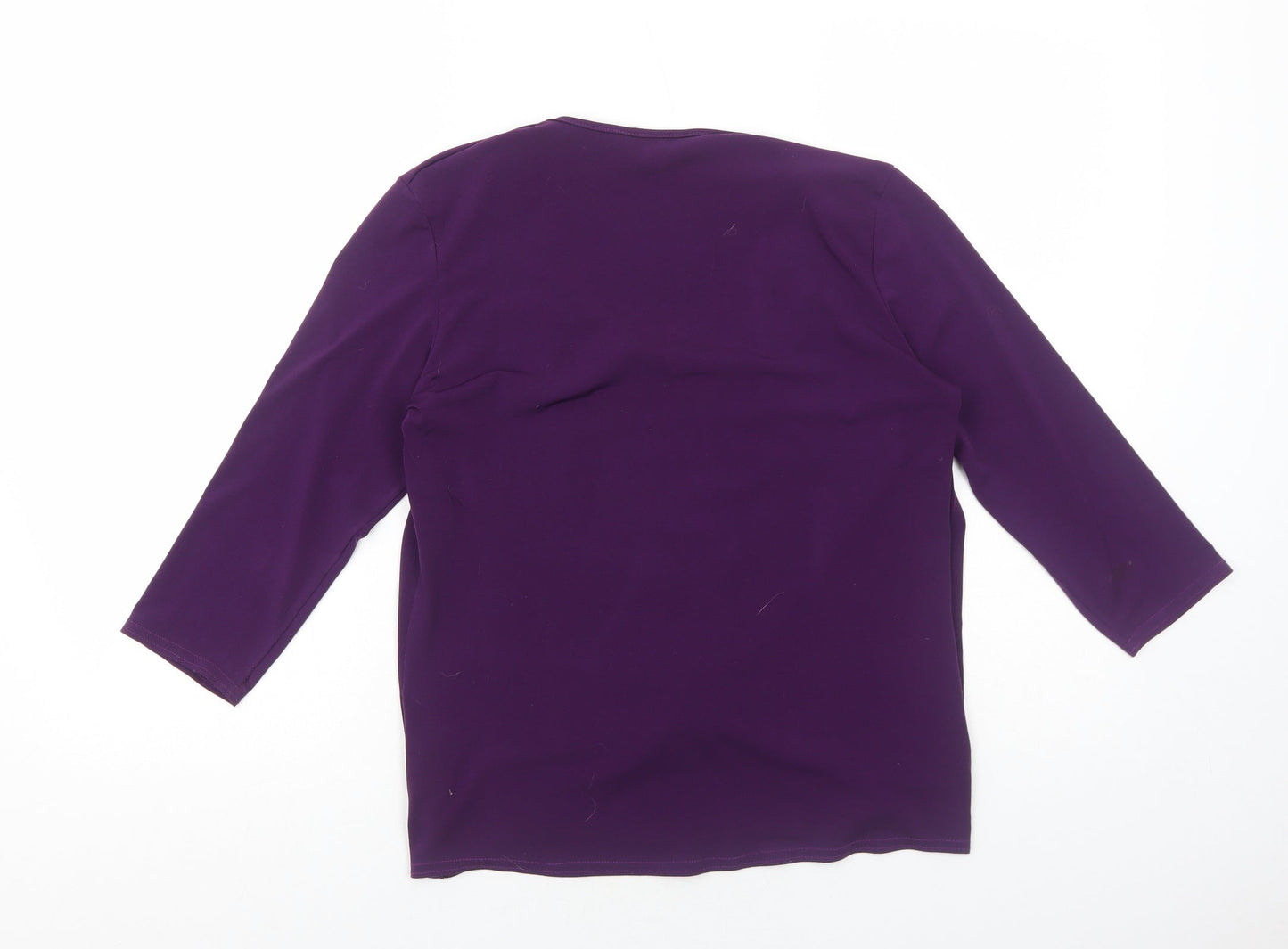 Mimosa Womens Purple Polyester Basic Blouse Size 12 Scoop Neck