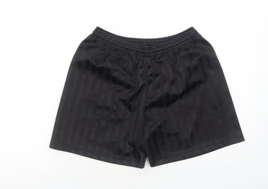 Precision Training Boys Black Striped Polyester Sweat Shorts Size 10 Years Regular Drawstring