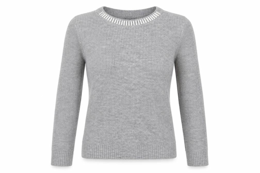 Primark Womens Grey Round Neck Acrylic Pullover Jumper Size S
