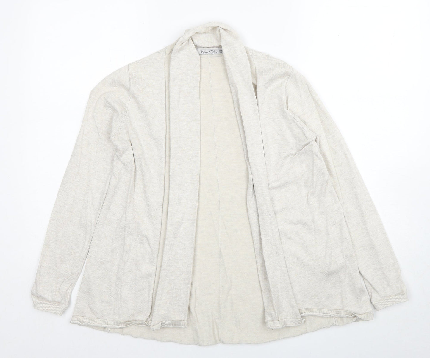 Zara Womens Beige V-Neck Acrylic Cardigan Jumper Size S