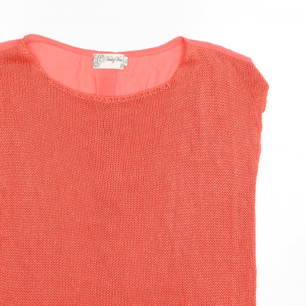 Voulez-Vous Womens Pink Acrylic Basic Tank Size M Round Neck