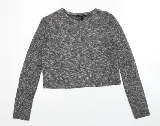 FOREVER 21 Womens Grey Round Neck Polyester Pullover Jumper Size S