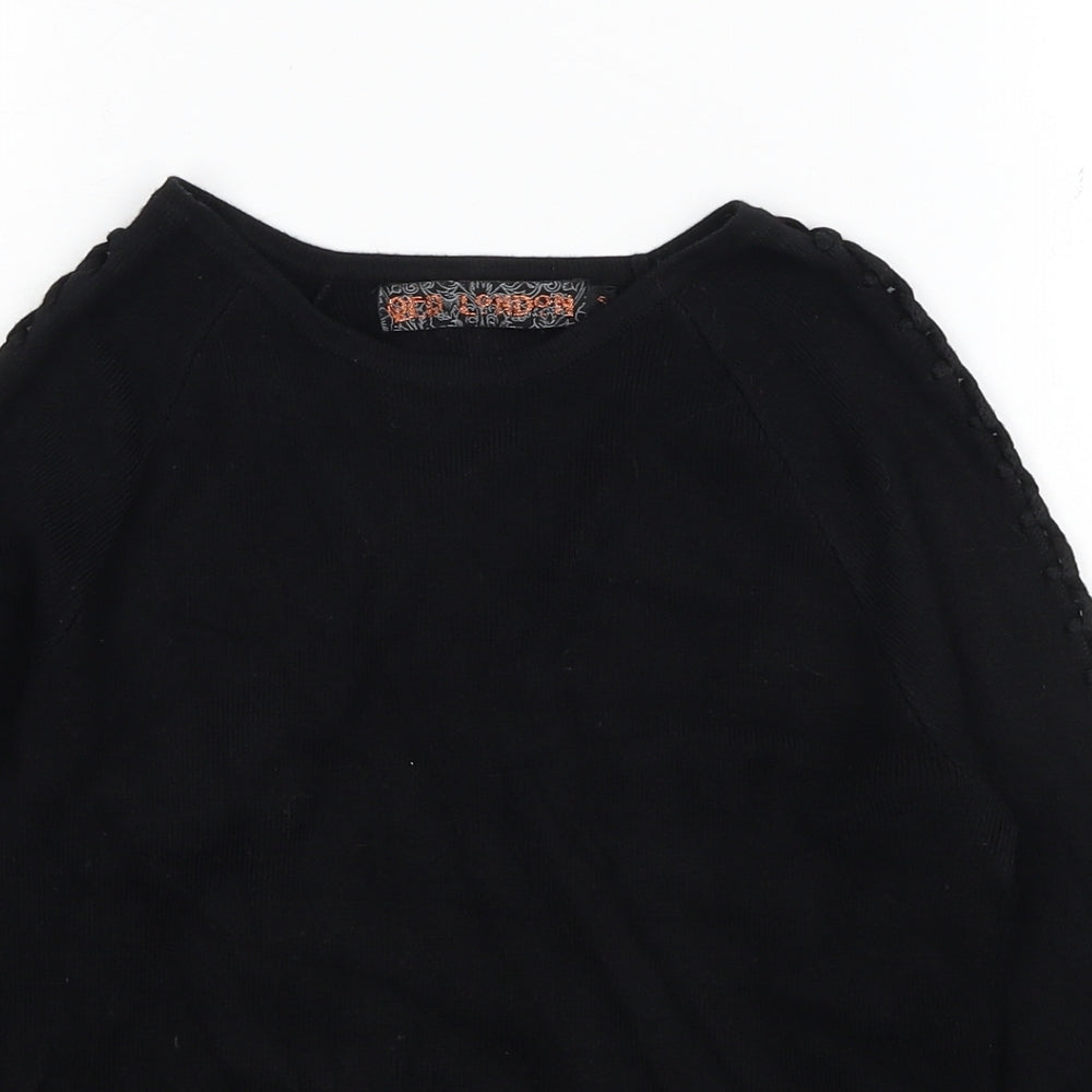 QED London Womens Black Scoop Neck Viscose Pullover Jumper Size S