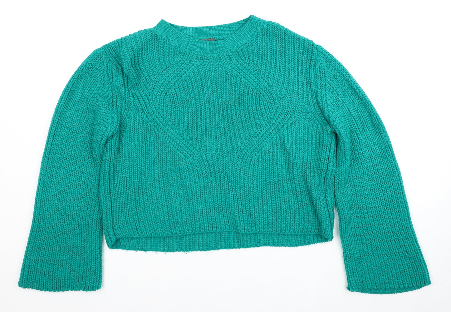 Primark Womens Green Round Neck Acrylic Pullover Jumper Size 6 - Size 6-8