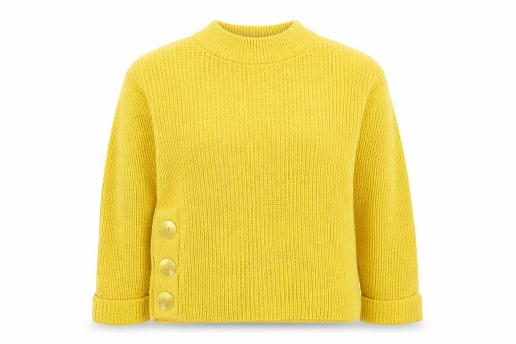 TU Womens Yellow Mock Neck Acrylic Pullover Jumper Size 8