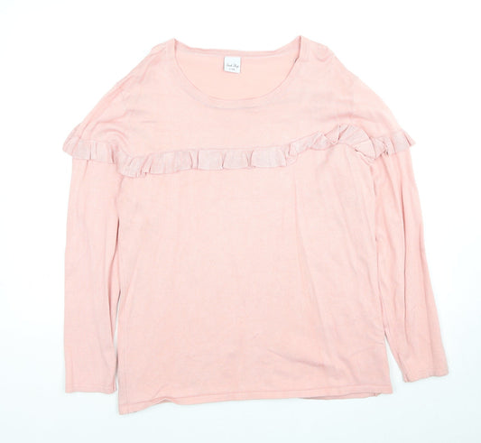 Stock Shop Womens Pink Scoop Neck Viscose Pullover Jumper Size L
