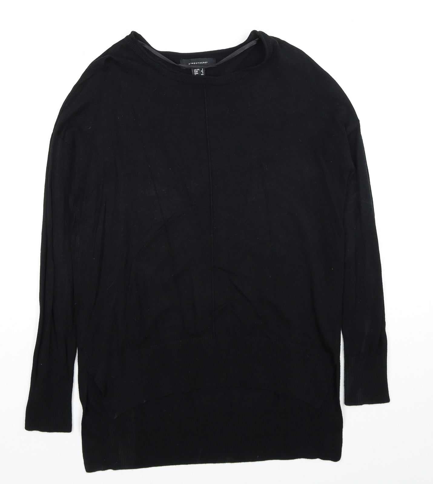 Atmosphere Womens Black Round Neck Viscose Pullover Jumper Size 8