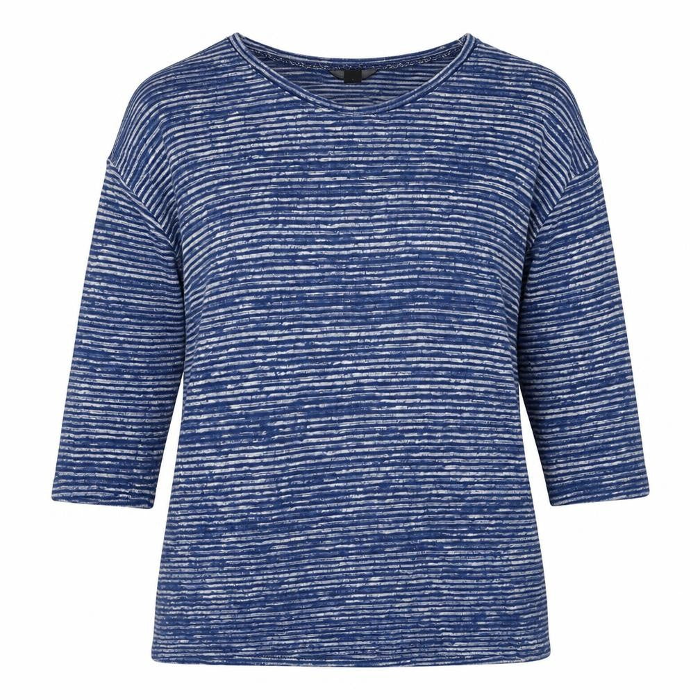 F&F Womens Blue Scoop Neck Striped Polyester Pullover Jumper Size 8