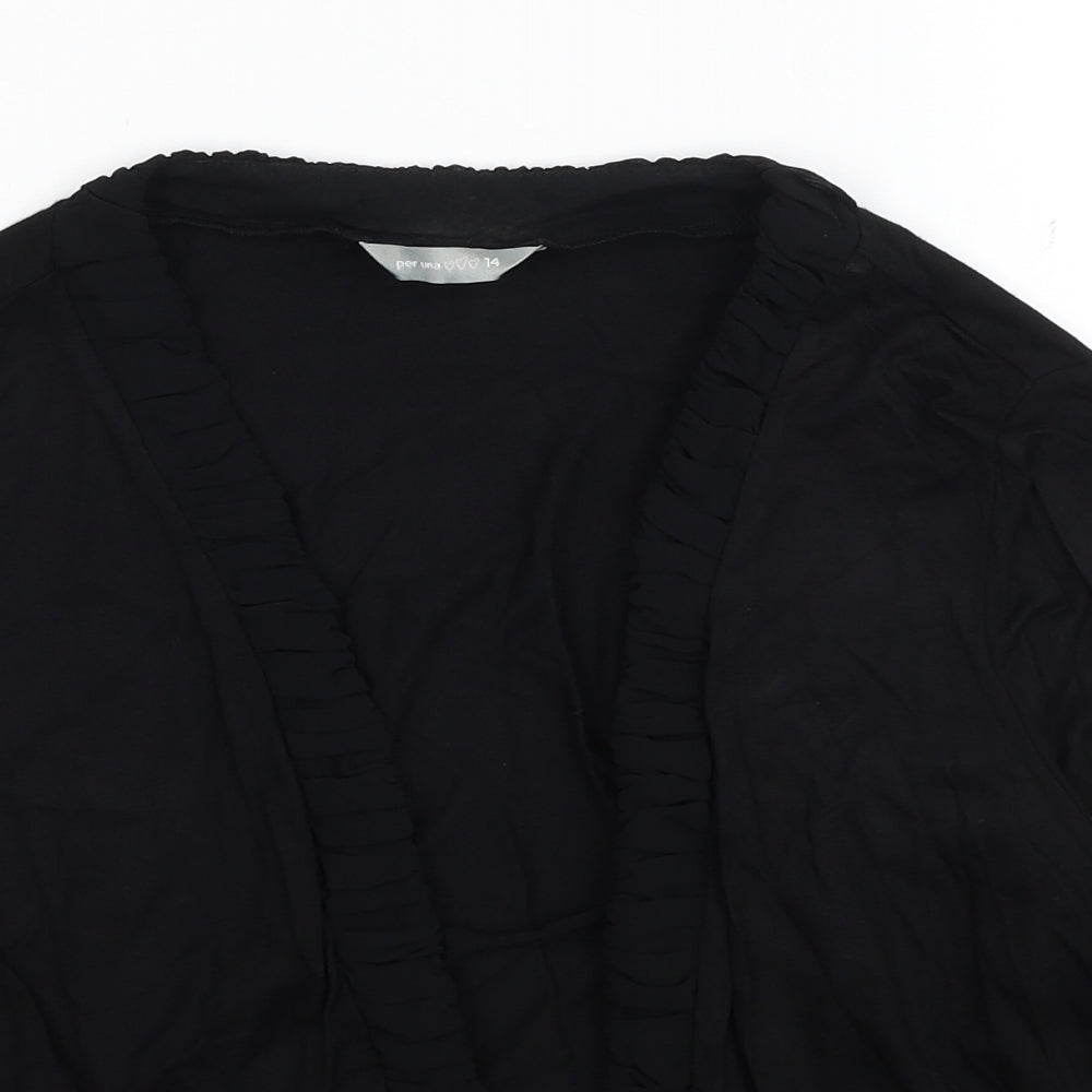 Per Una Womens Black V-Neck Viscose Cardigan Jumper Size 14