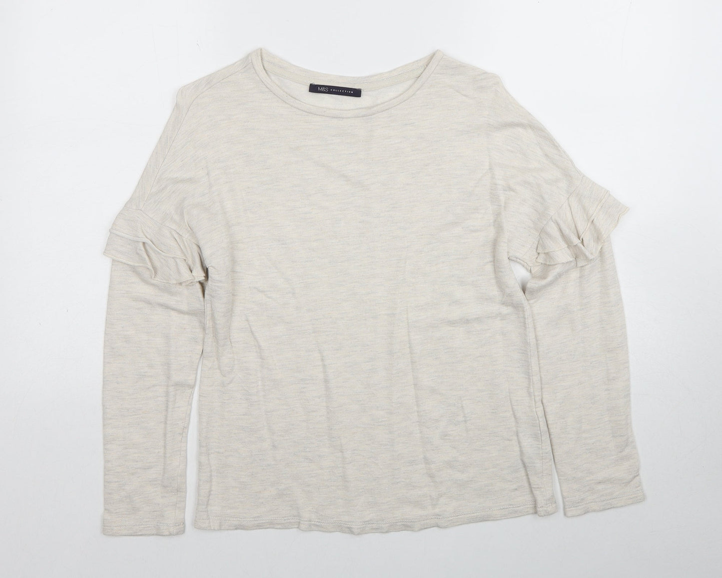Marks and Spencer Womens Ivory Round Neck Viscose Pullover Jumper Size 10