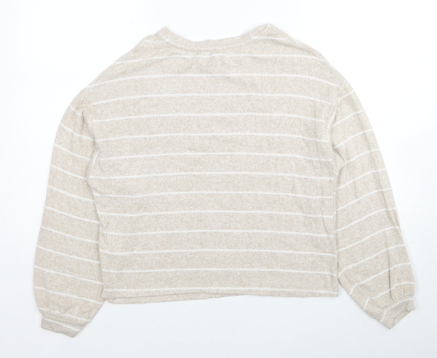 New Look Womens Beige Round Neck Striped Viscose Pullover Jumper Size S