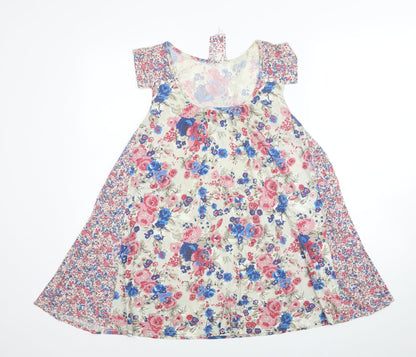Next Womens Multicoloured Floral Cotton A-Line Size 10 Scoop Neck Pullover