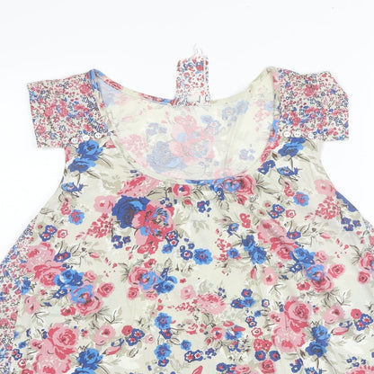 Next Womens Multicoloured Floral Cotton A-Line Size 10 Scoop Neck Pullover