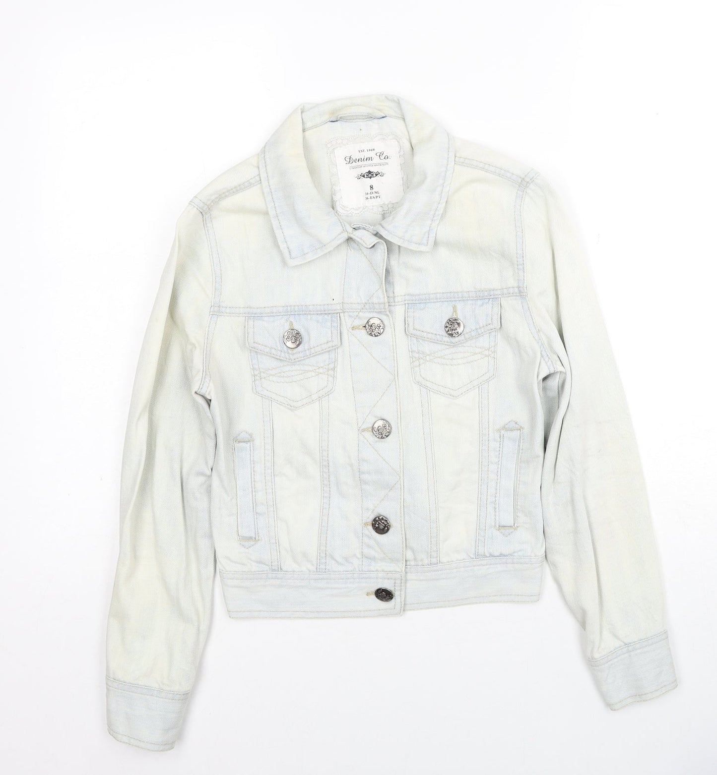 Denim & Co. Womens Blue Jacket Size 8 Button