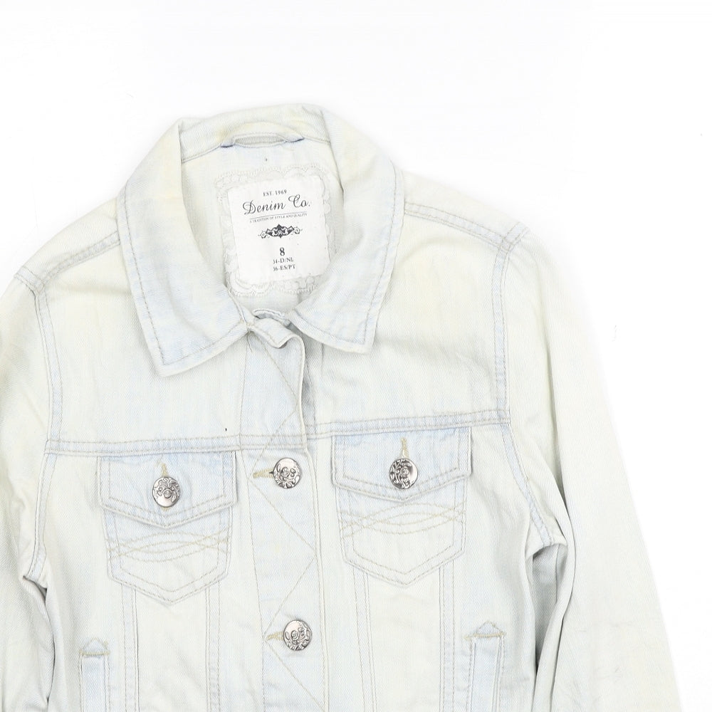 Denim & Co. Womens Blue Jacket Size 8 Button