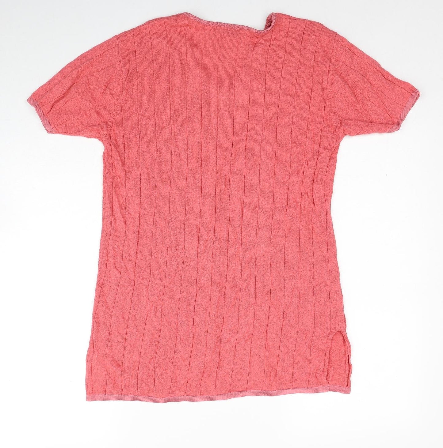 Isabelle Womens Pink V-Neck Acrylic Pullover Jumper Size S