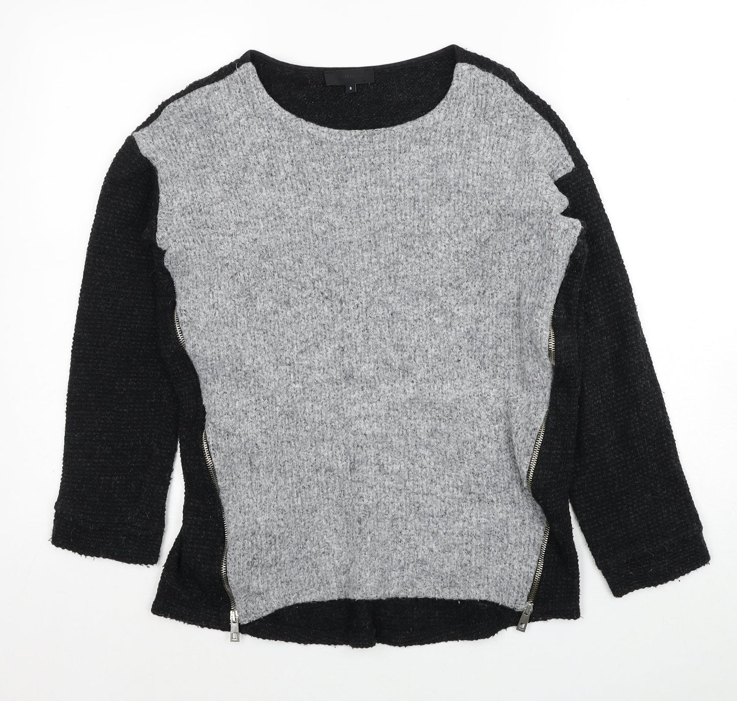 River Island Womens Black Round Neck Acrylic Pullover Jumper Size 8