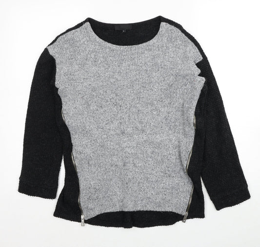 River Island Womens Black Round Neck Acrylic Pullover Jumper Size 8