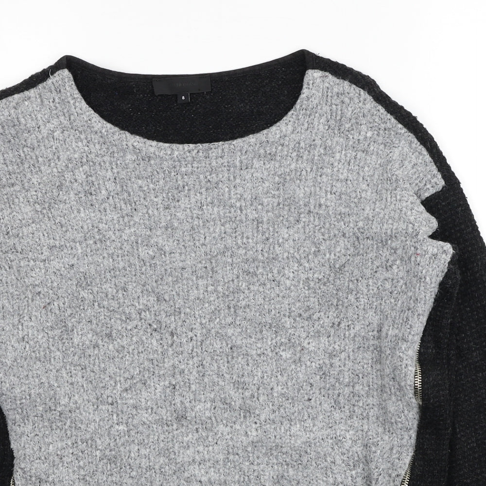 River Island Womens Black Round Neck Acrylic Pullover Jumper Size 8