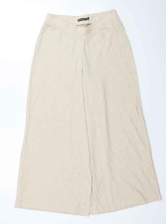 Stradivarius Womens Beige Polyester Trousers Size L Regular