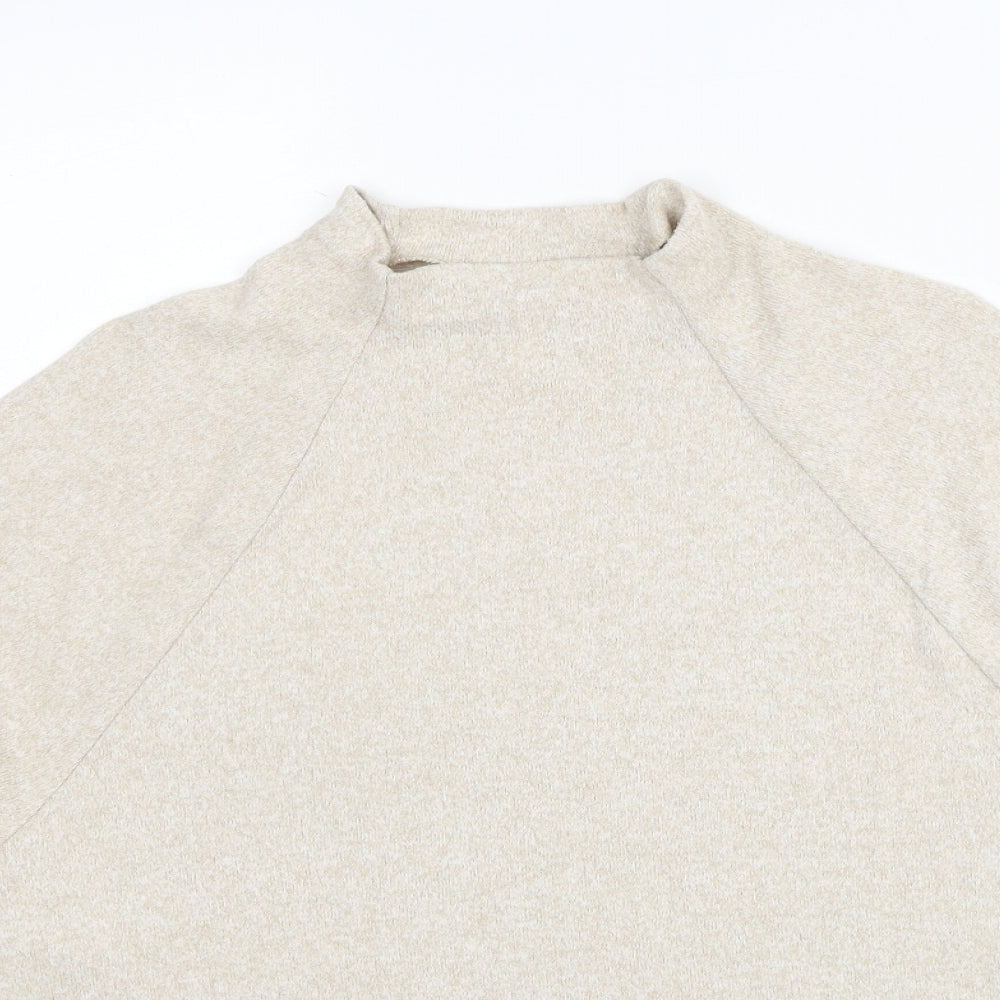 H&M Womens Beige Mock Neck Viscose Pullover Jumper Size M