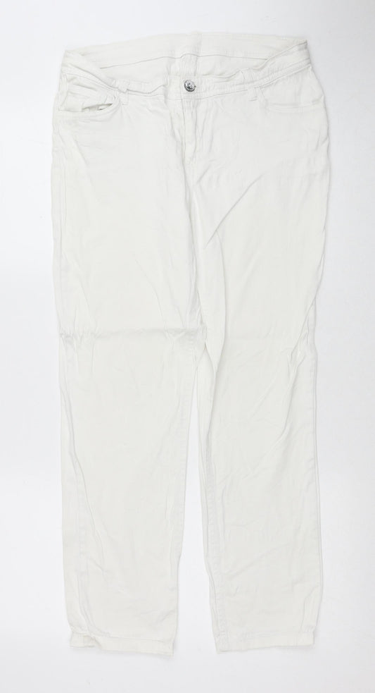 Charles Vogele Womens White Cotton Straight Jeans Size 31 in Regular Zip