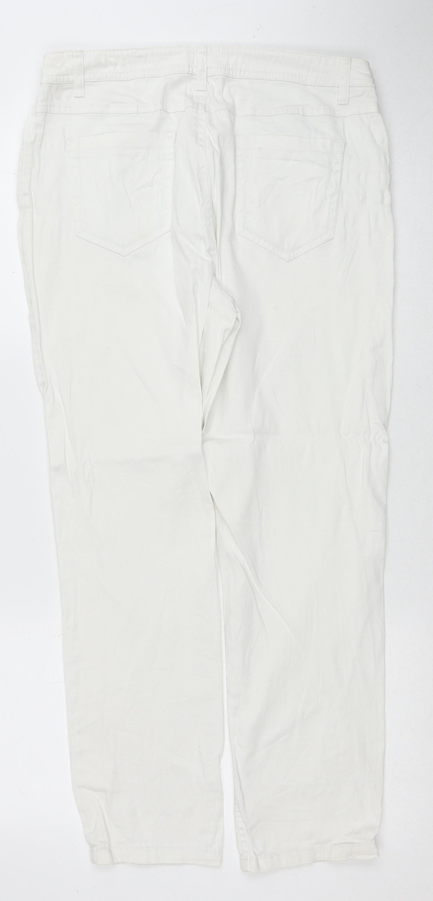 Charles Vogele Womens White Cotton Straight Jeans Size 31 in Regular Zip