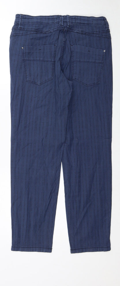 Cecil Womens Blue Geometric Cotton Straight Jeans Size 26 in Regular Zip - Star Pattern