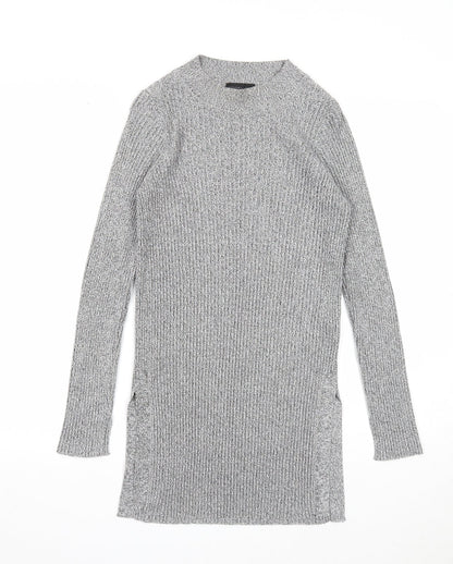 Topshop Womens Grey Round Neck Viscose Pullover Jumper Size 8