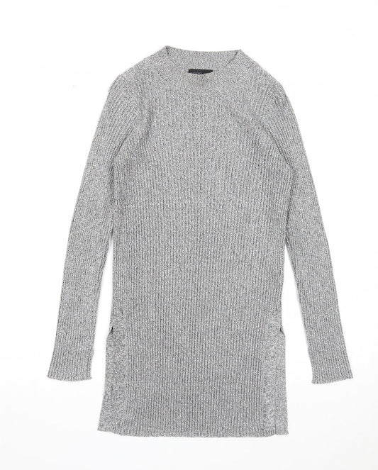Topshop Womens Grey Round Neck Viscose Pullover Jumper Size 8