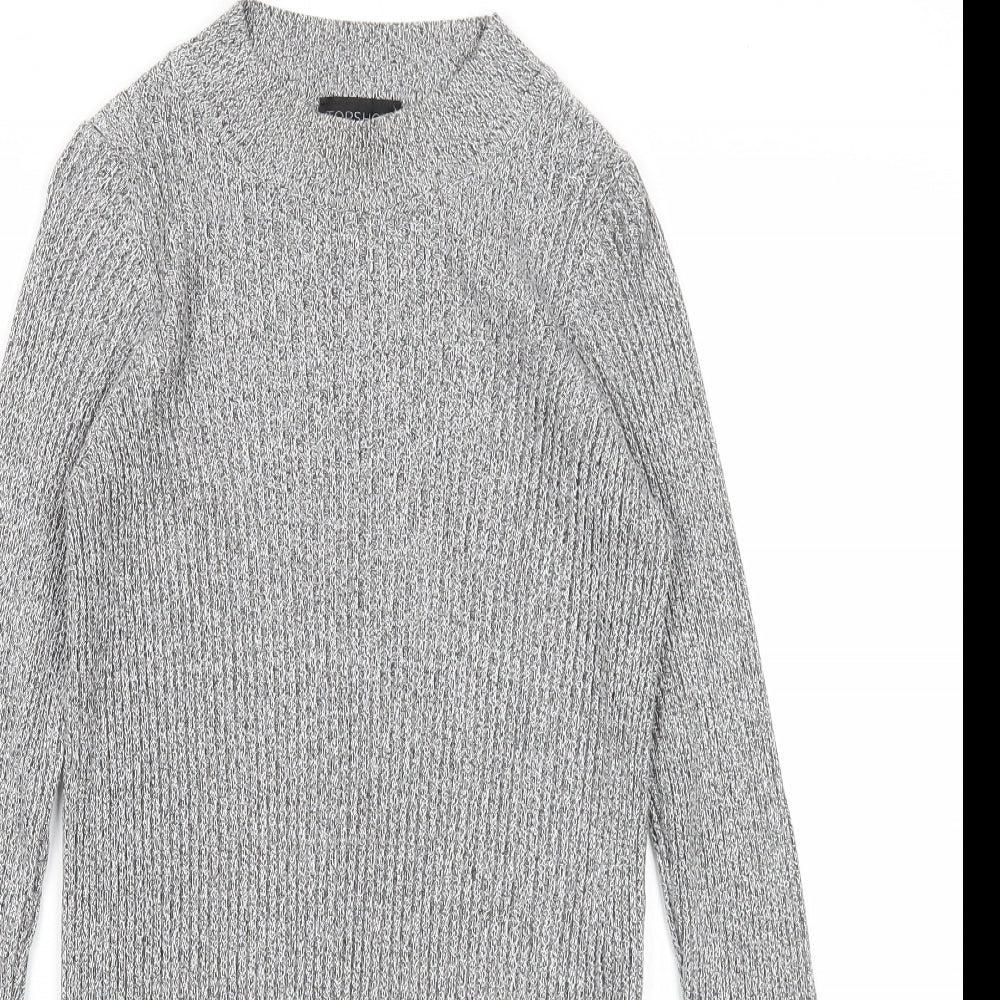 Topshop Womens Grey Round Neck Viscose Pullover Jumper Size 8