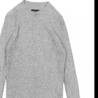 Topshop Womens Grey Round Neck Viscose Pullover Jumper Size 8