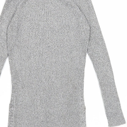 Topshop Womens Grey Round Neck Viscose Pullover Jumper Size 8