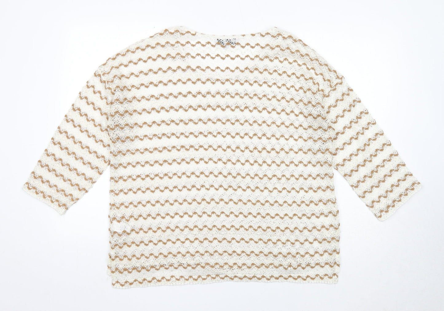 NEXT Womens White Round Neck Geometric Polyester Pullover Jumper Size 18