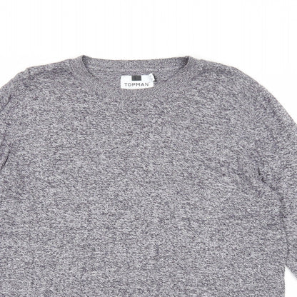 Topman Mens Green Round Neck Cotton Pullover Jumper Size M Long Sleeve