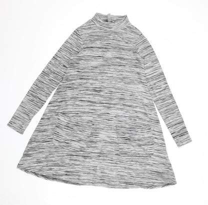 ASOS Womens Grey Viscose Trapeze & Swing Size 8 Mock Neck Pullover