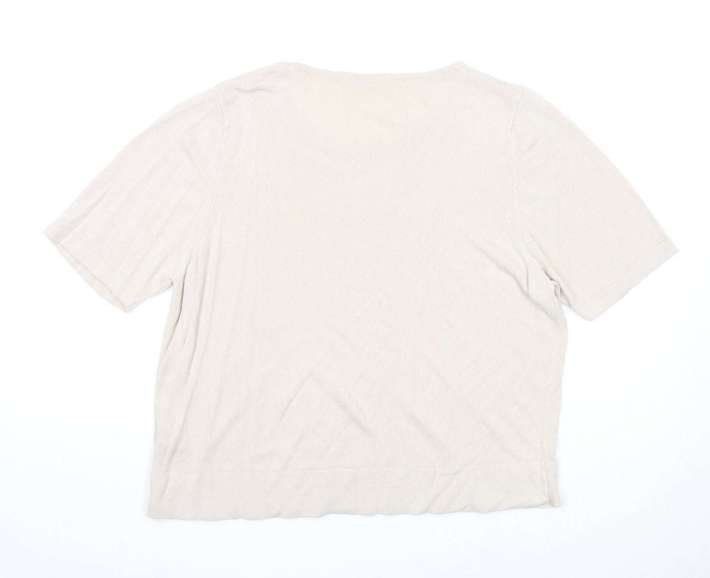 Marks and Spencer Womens Beige Round Neck Acrylic Pullover Jumper Size 20