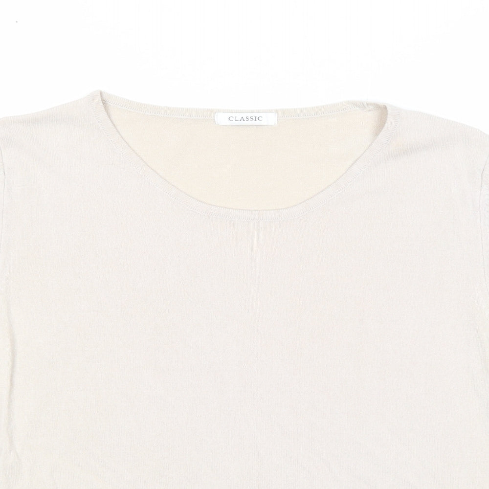 Marks and Spencer Womens Beige Round Neck Acrylic Pullover Jumper Size 20