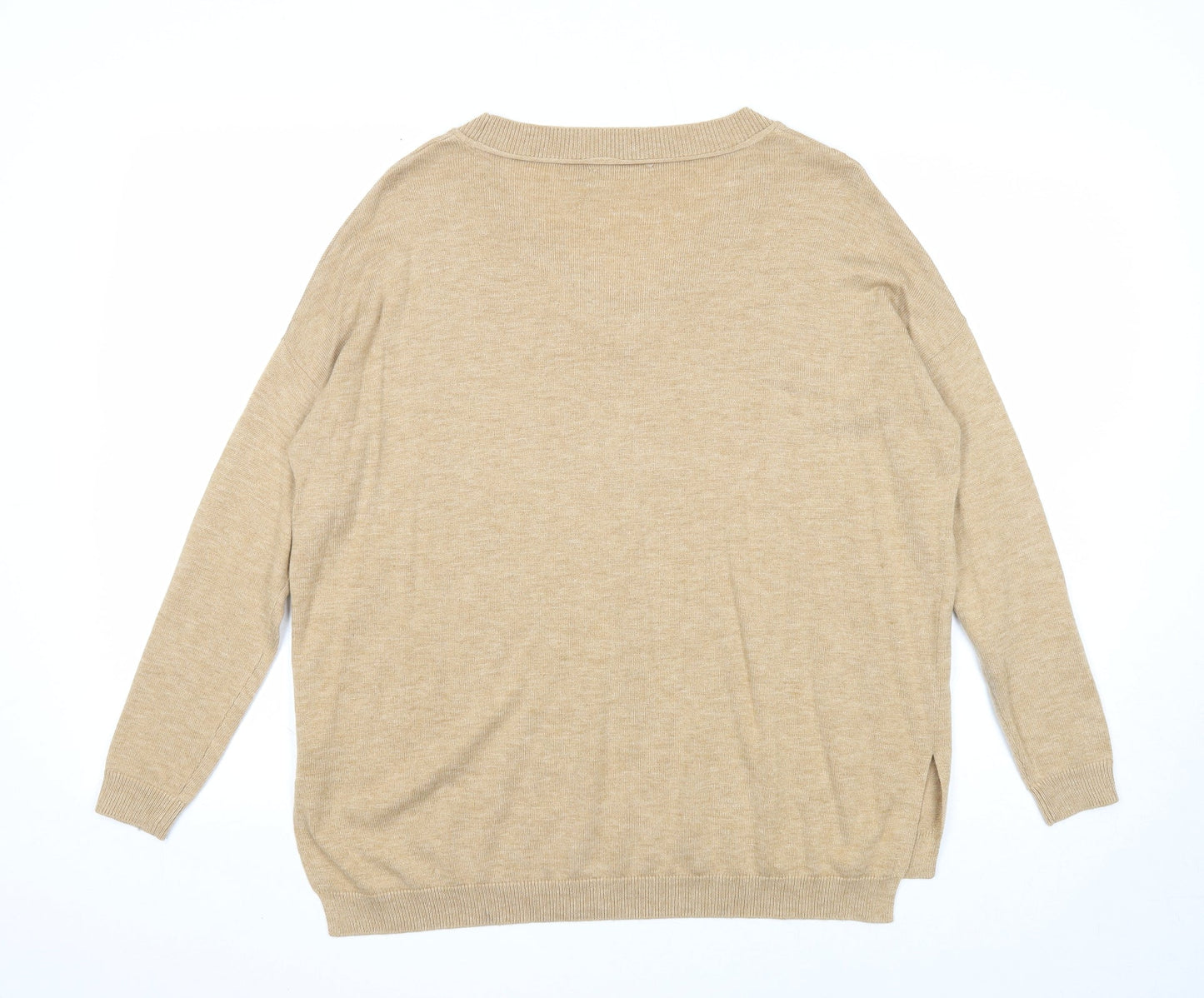 ASOS Womens Beige V-Neck Polyester Pullover Jumper Size 8