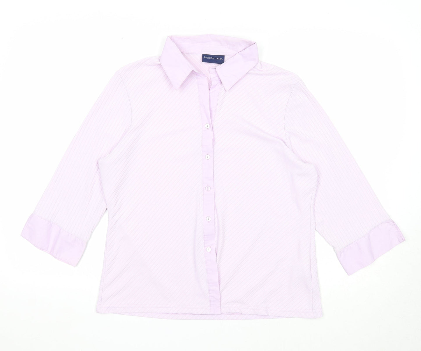 Fashion Extra Womens Purple Striped Polyester Basic Button-Up Size 18 Collared