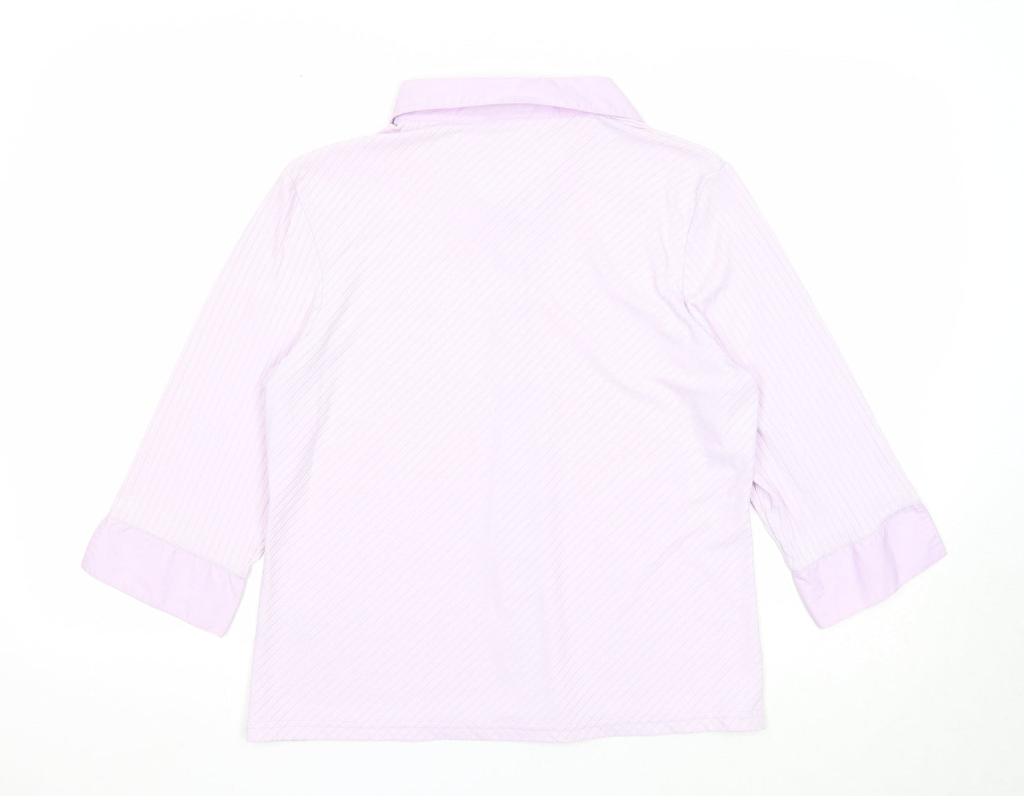 Fashion Extra Womens Purple Striped Polyester Basic Button-Up Size 18 Collared