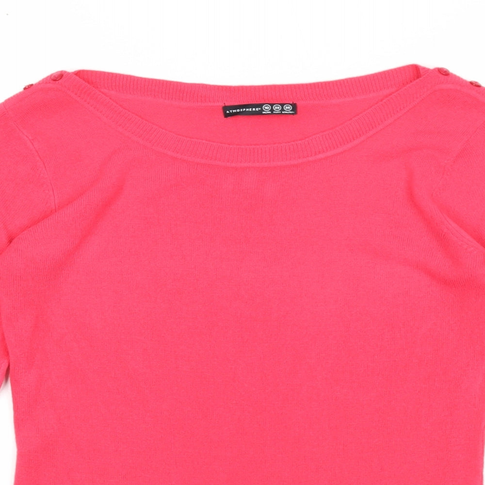 Atmosphere Womens Pink Boat Neck Acrylic Pullover Jumper Size 10