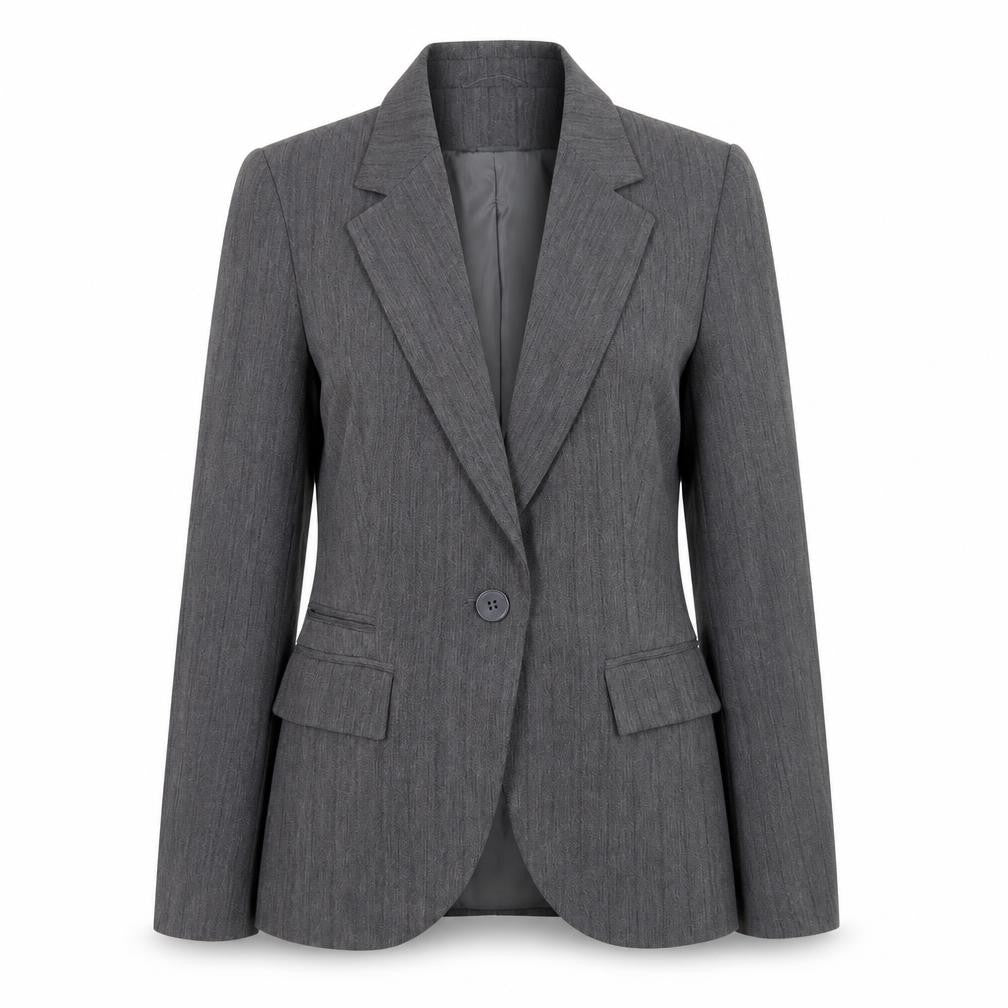 New Look Womens Grey Striped Polyester Jacket Suit Jacket Size 10