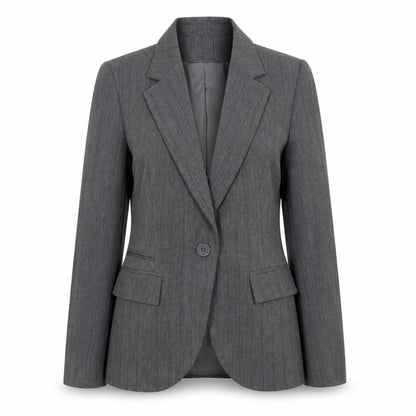 New Look Womens Grey Striped Polyester Jacket Suit Jacket Size 10