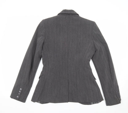 New Look Womens Grey Striped Polyester Jacket Suit Jacket Size 10
