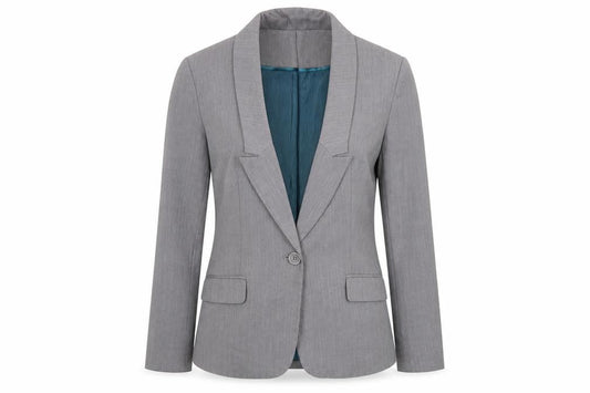 Denim & Co. Womens Grey Jacket Blazer Size 12 Button